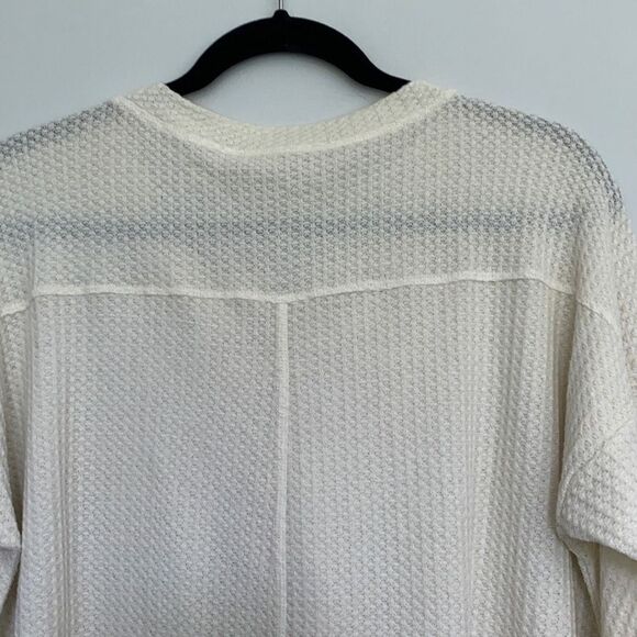 Soft Surroundings Ivory Cream Waffle Knit Long Sleeve Button Shirt Cardigan PL N - Picture 3 of 11